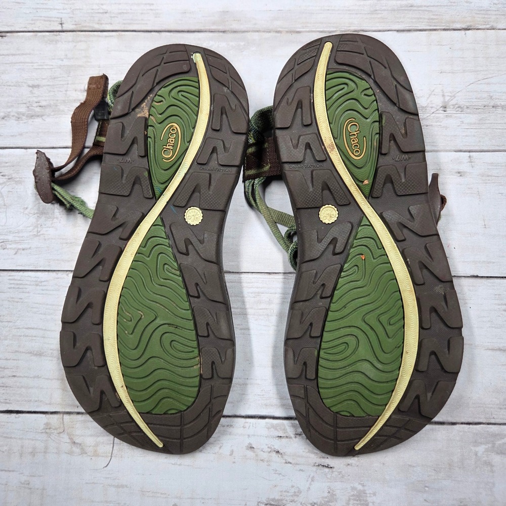 Chaco Z/Cloud 2 Sandal Toe Loop Hiking Women 7 Green Brown J106214 BROKEN BUCKLE - Picture 8 of 11